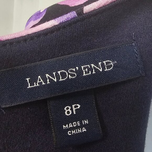 Lands' End Dress Ponte Purple Floral Sleeveless Casual Office Summer 8P - Picture 11 of 13